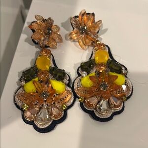 J. Crew Yellow and Orange Floral Earrings